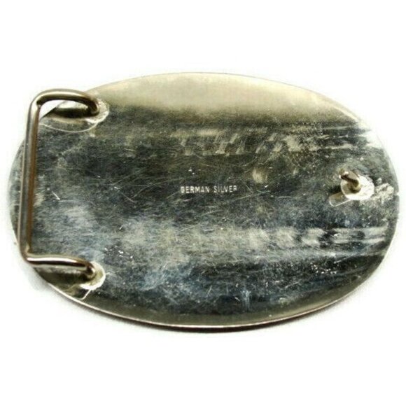German Silver Etched Belt Buckle Fancy Design Western - Picture 8 of 9